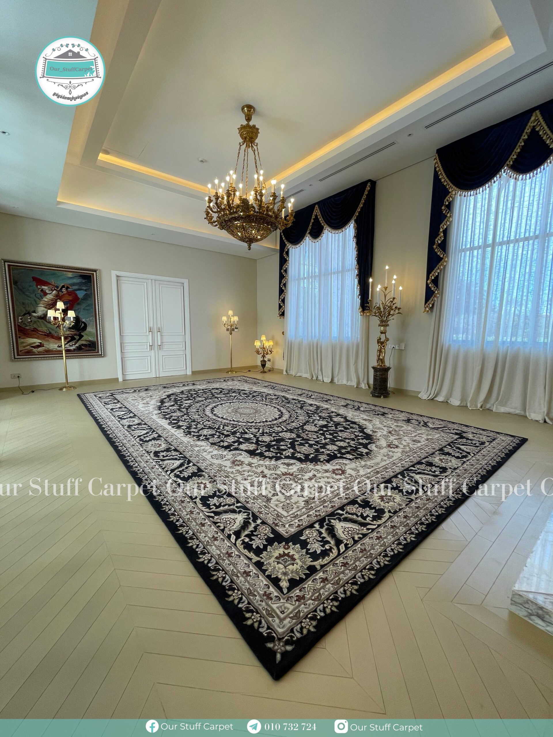 Persian rug installation in Phum Krersh Ta Khmao house 5