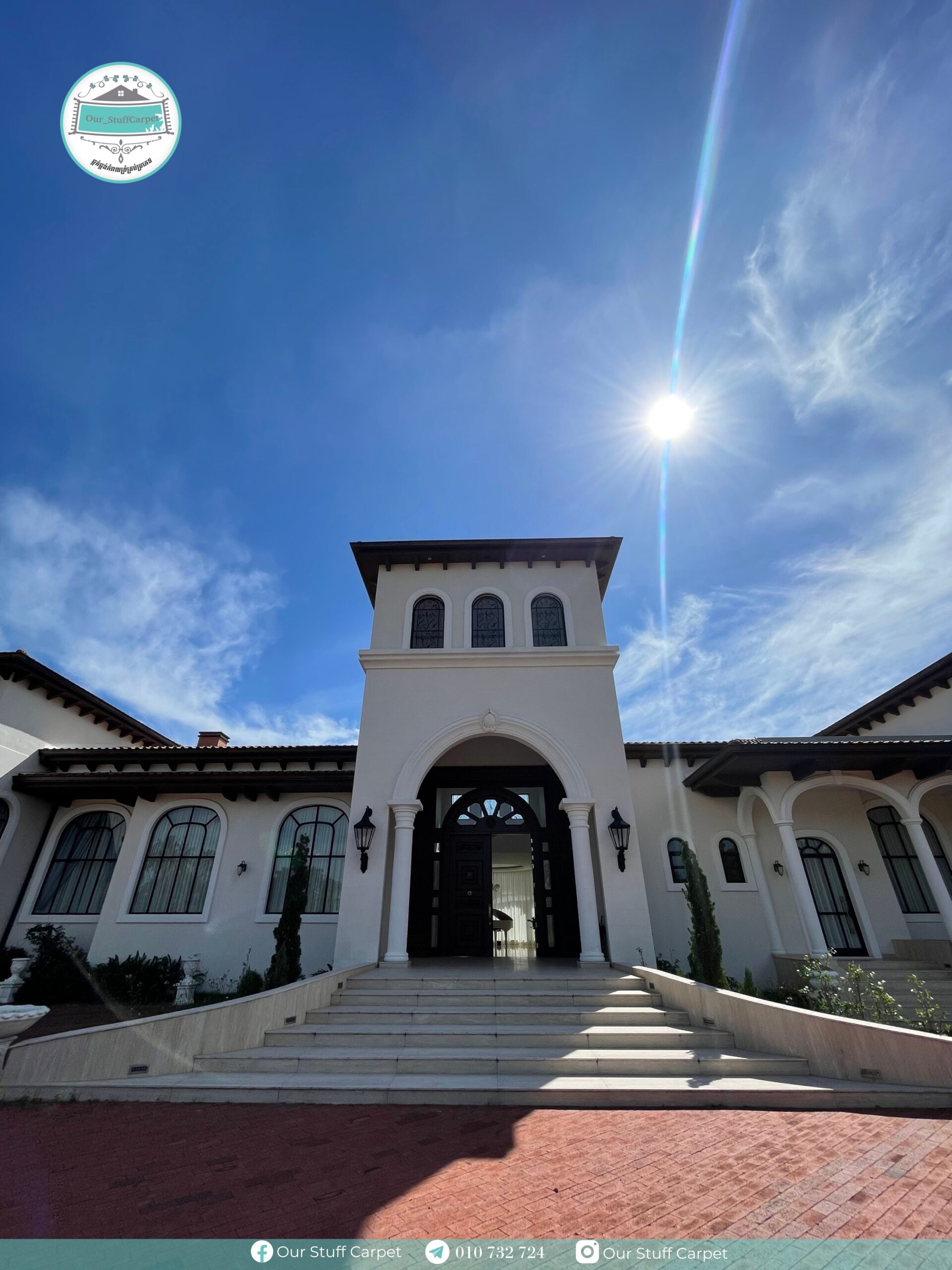 Persian rug installation in Phum Krersh Ta Khmao house 1